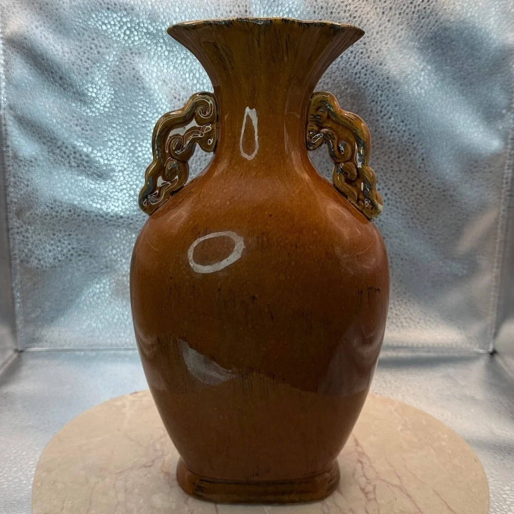 Brown Ceramic Asian Orientalist Vase
